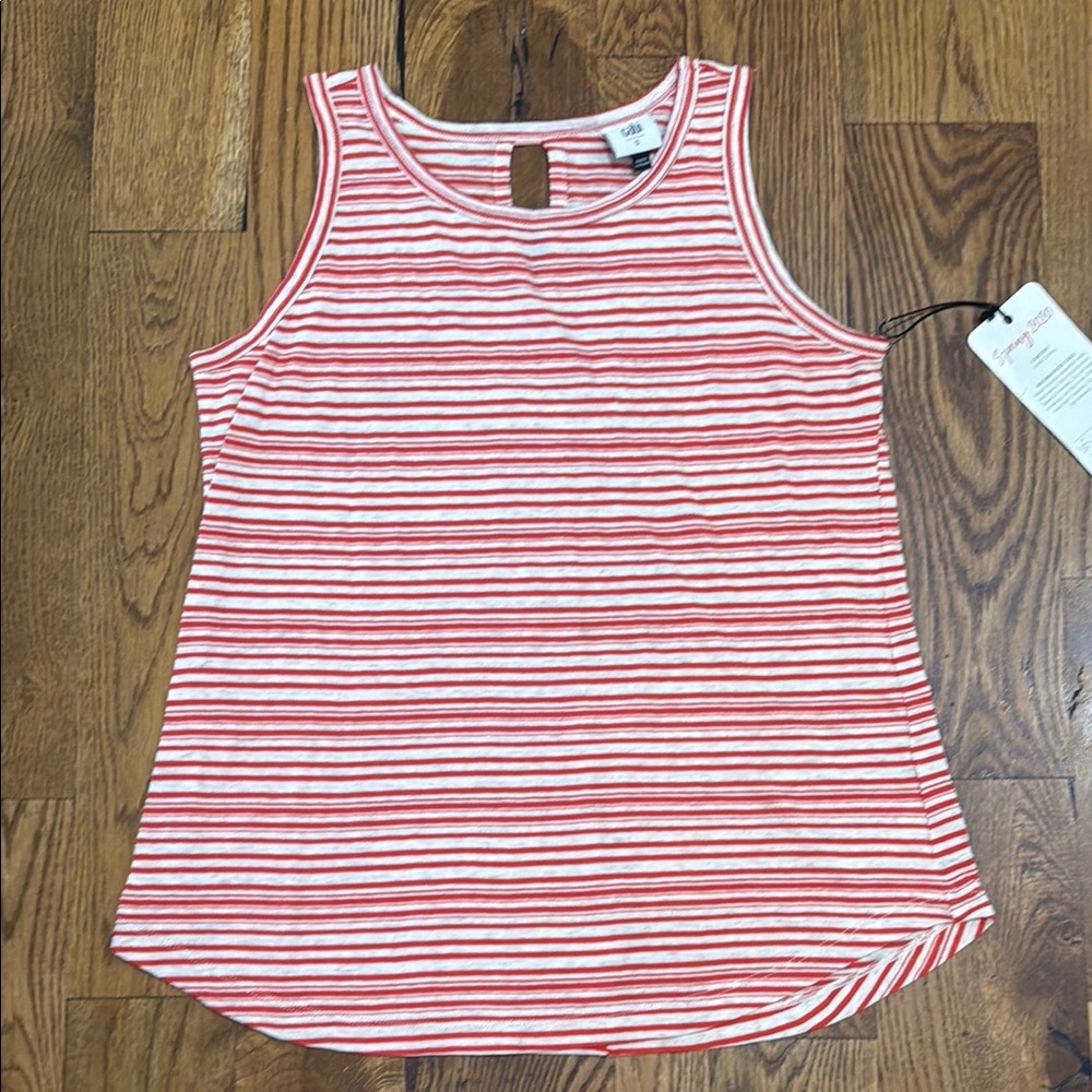 NWT. CAbi. Spirit Tank, 5761. Red & White Stripe. Size Small.
